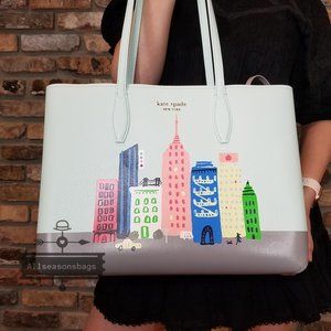 Kate Spade Rock Center NEW YORK Tote BLUE GRAY New York City shoulder bag